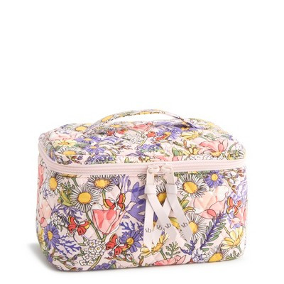 Vera Bradley Women's Outlet Cotton Essential Large Brush Up Cosmetic Bag Coastal Wildflowers | Target