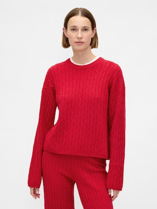 CashSoft Cable-Knit Crewneck Sweater | Gap (US)