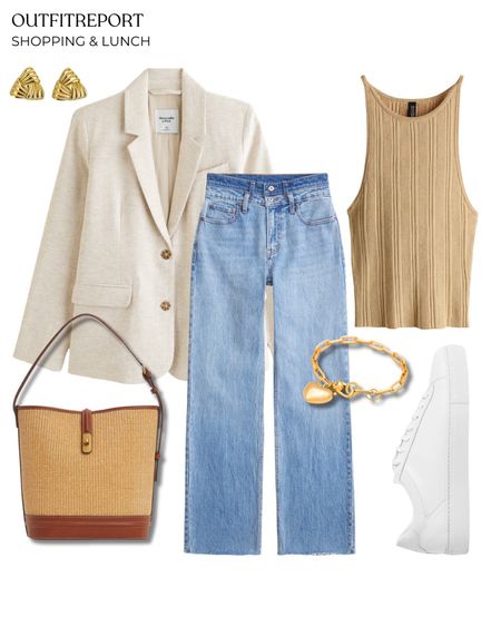 Blazer outfits brown tank top denim jeans white sneakers trainers 

#LTKshoecrush #LTKstyletip #LTKitbag