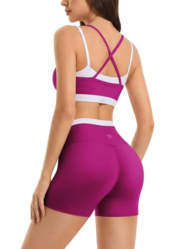 Women Workout Sets Cross Back Strappy Sports Bra High Waist Seamless Yoga Leggings 2 Piece Outfits for Gym,Lounge Wear | Amazon (US)