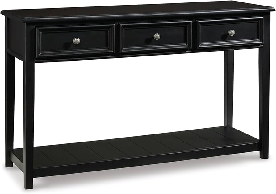 Signature Design by Ashley Beckincreek Modern Sofa Console Table with 3 Drawers, Black | Amazon (US)