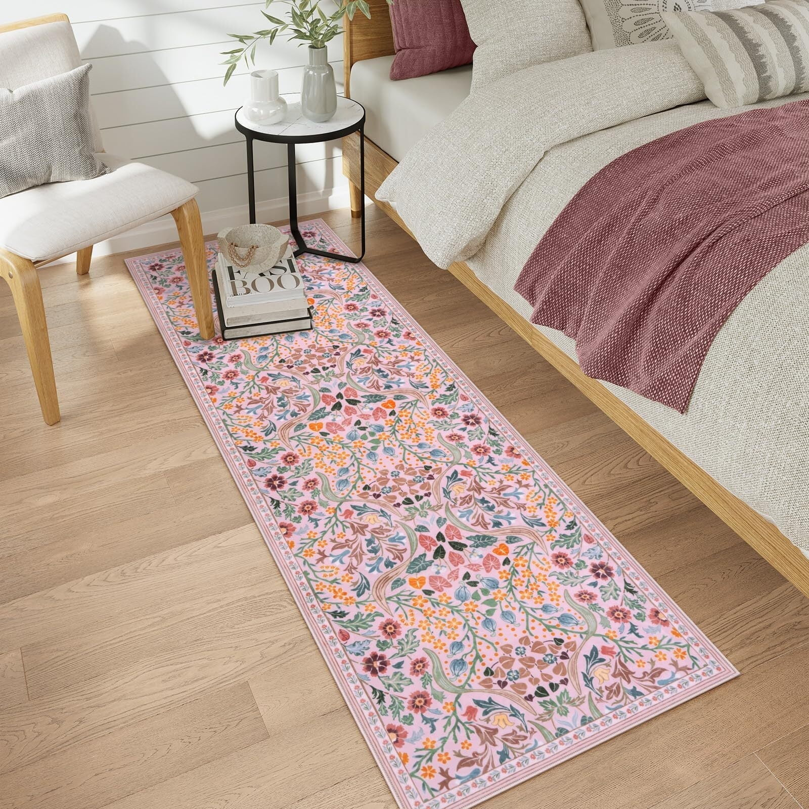 Lahome Floral Runner Rug 2'x6' Non-Slip Washable Boho Carpet for Hallway Bathroom,2x6 Pink Washab... | Walmart (US)