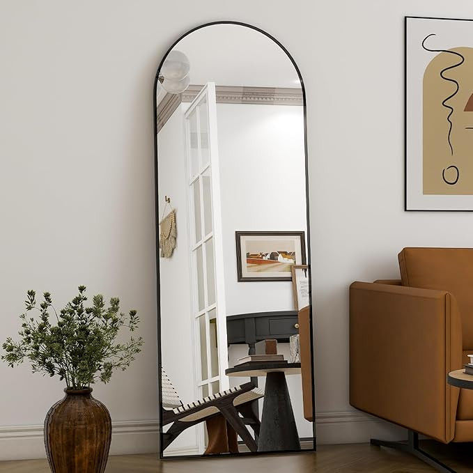 58"x18" Arched Full Length Mirror Free Standing Leaning Mirror Hanging Mounted Mirror Aluminum Fr... | Amazon (US)