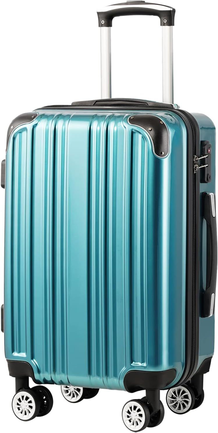 Coolife Luggage Expandable(only 28") Suitcase PC+ABS Spinner 20in 24in 28in Carry on (green new, ... | Amazon (US)