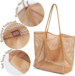 HOXIS Mesh Beach Tote Womens Shoulder Handbag | Amazon (US)