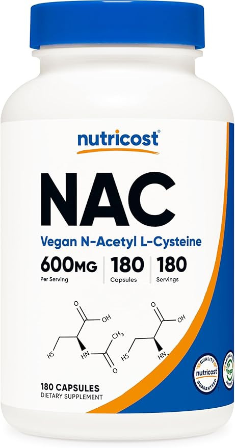 Nutricost N-Acetyl L-Cysteine (NAC) 600mg, 180 Capsules - Non-GMO, Gluten Free | Amazon (US)