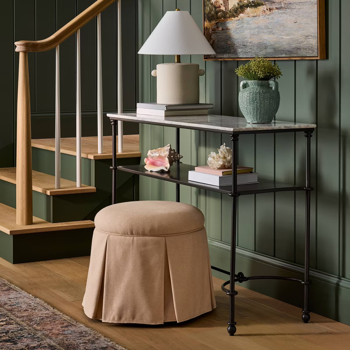 Metal and Marble Console Table with Shelf White Carrara Marble/Dark Bronze - Threshold™ designe... | Target