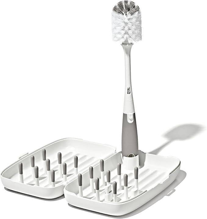 OXO Tot Travel Size Drying Rack with Bottle Brush- Gray | Amazon (US)