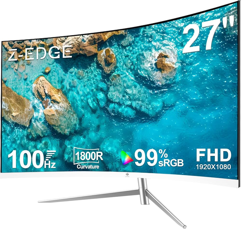 Z-Edge 27 Inch Curved Monitor 100Hz Full HD 1080P LED Computer Monitor, VA Panel, Ultra-Thin Beze... | Amazon (UK)