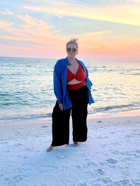 Casual hanging on the beach for sunset - Lane Bryant top, Walmart one piece, Abercrombie pants XXL run true to size honestly huge fan of these! 

#LTKSwim #LTKSeasonal #LTKPlusSize
