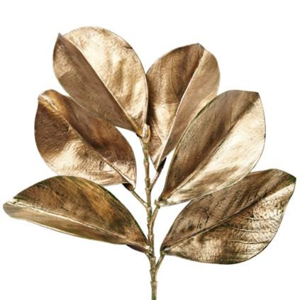 Gold Metallic Magnolia Leaf Stems, Set of Six | Frontgate