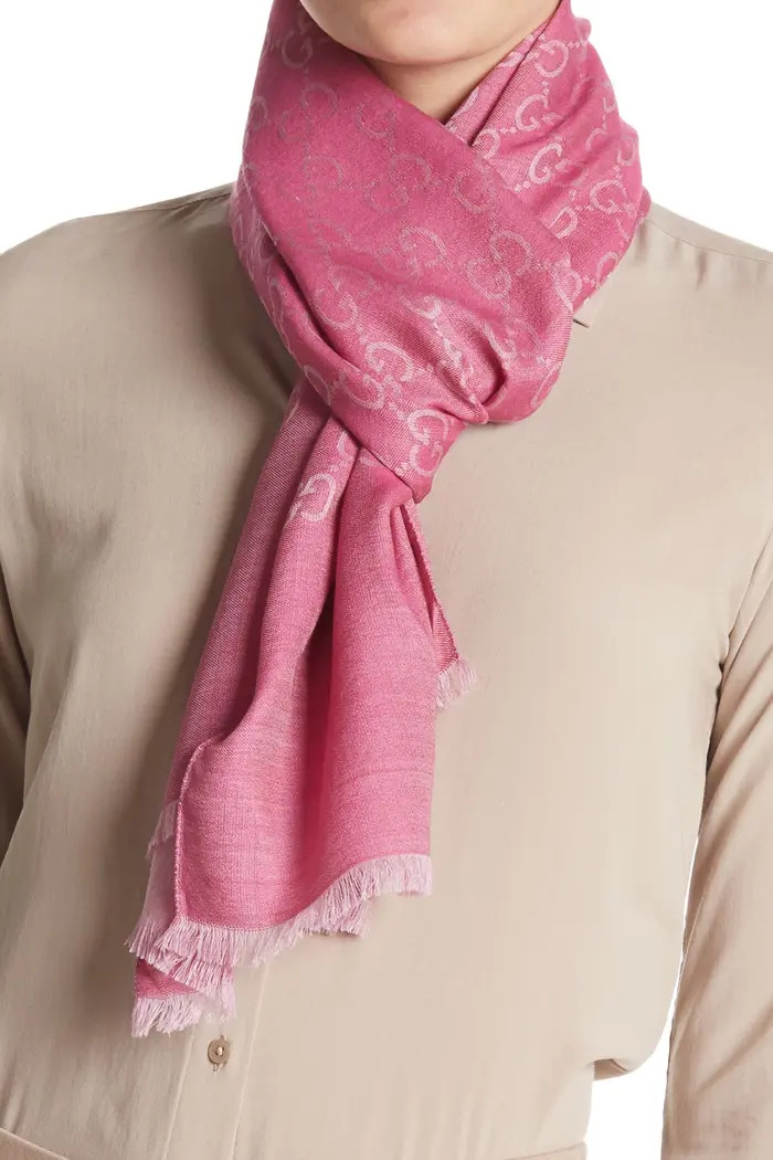 GG Monogrammed Wool & Silk Blend Scarf | Nordstrom Rack