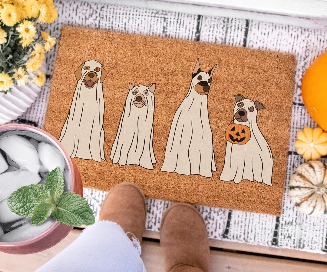 Ghost Dogs Halloween Doormat,funny Halloween Doormat,halloween Welcome Mat,dog Lover,cute Hallowe... | Etsy (US)