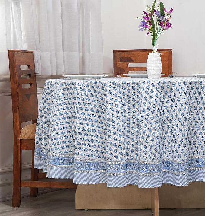 CPC Round Tablecloth- Cotton Indian Block Print Tablecloth -Handmade Printed Washable Cotton Tabl... | Amazon (US)