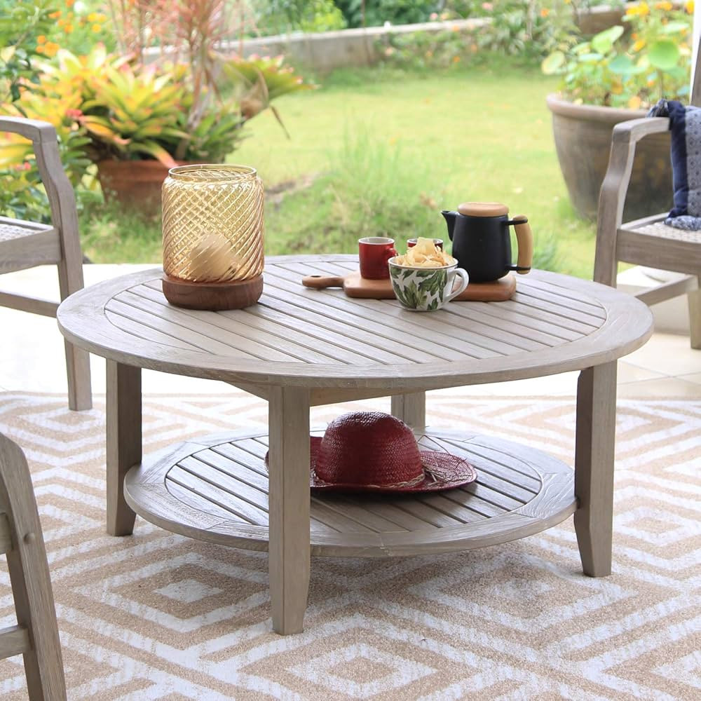 Cambridge Casual Arie Patio Coffee Table, Plantation Teak, 40 Inch/Weathered Gray | Amazon (US)
