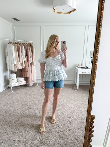 Can’t get over this adorable Walmart top! I have it paired with my Nordstrom Madewell shorts,  the perfect daytime outfit! Wearing size small in the top and 27 in the shorts. Summer outfits // spring outfits // festival outfits // daytime outfits // lunch outfits // Walmart finds // Walmart fashion // denim shorts // LTK fashion 

#LTKSeasonal #LTKfindsunder50 #LTKstyletip