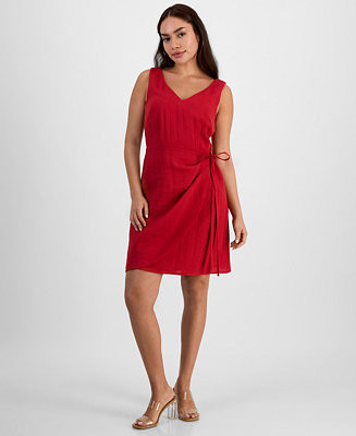 Women's Faux-Wrap Sleeveless Mini Dress | Macy's