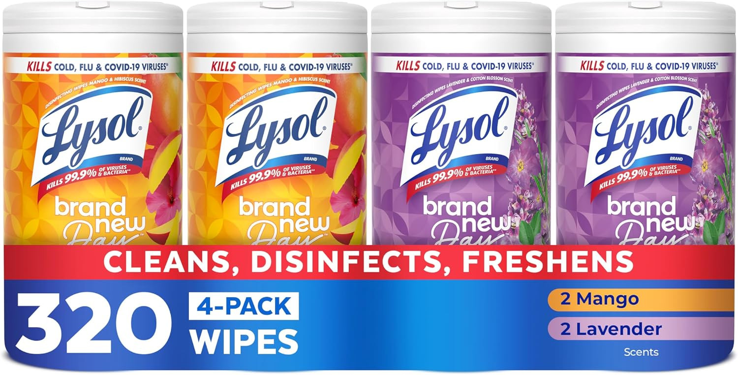 Lysol Disinfecting Wipes, Multi-Surface, Lavender + Mango, 80 ct. (4 Pack) | Amazon (US)