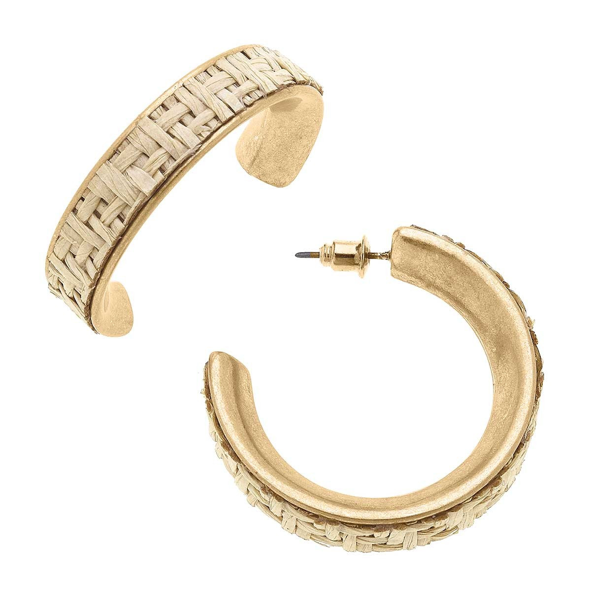 Danielle Raffia Hoop Earrings in Natural | CANVAS