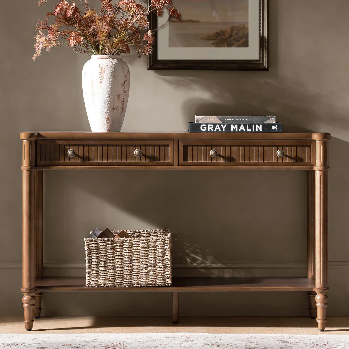 Kaybri Derk 47" Transitional Fluted Console Table with 2 Storage Drawer and Simple Assembly | Wayfair North America