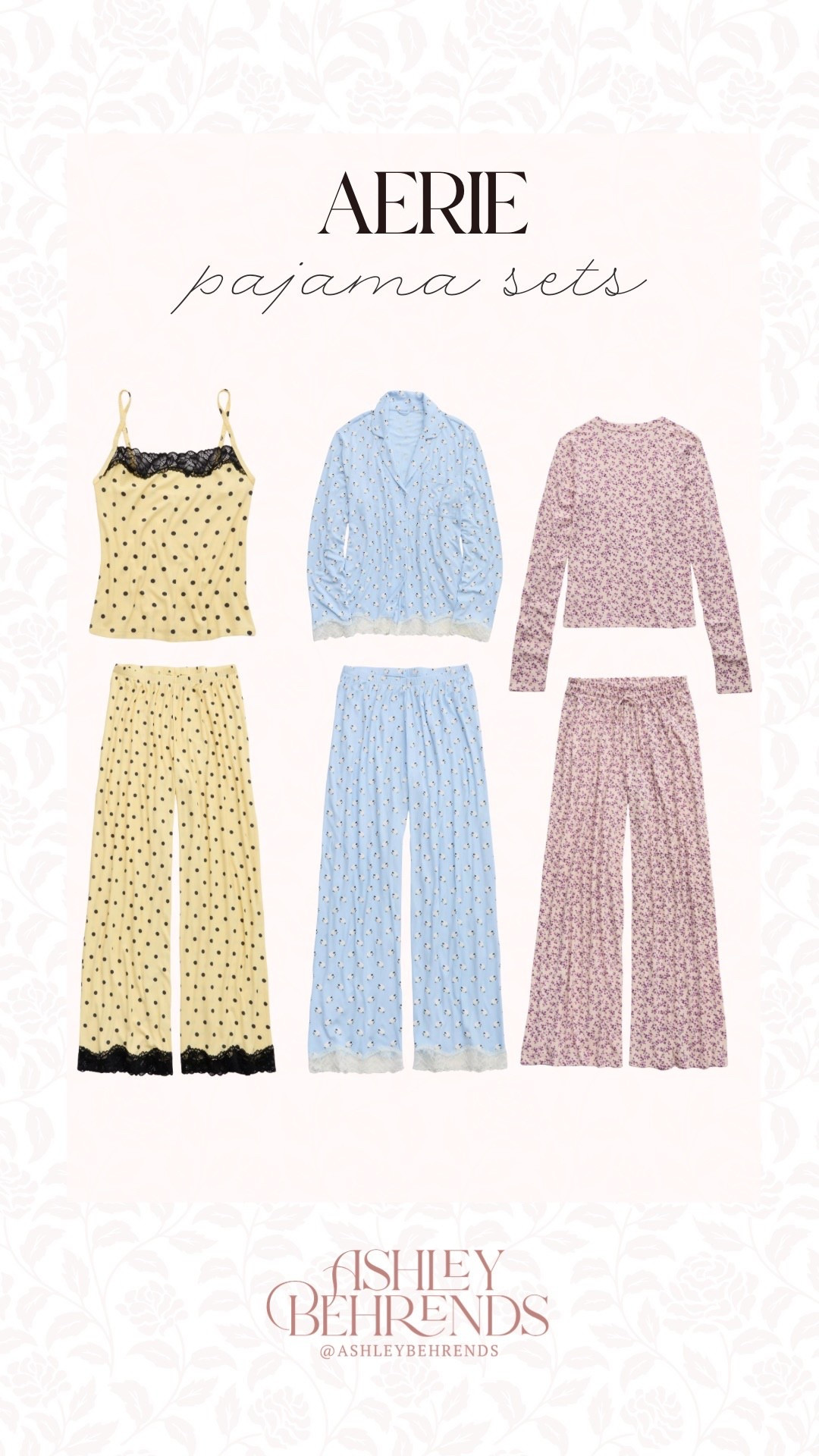 New @ Aerie the cutest pajamas sets for sleepwear + loungewear. Yellow polka dots, sheep print and floral. Tank top, wide leg and shorts options 🐑 💤 

#LTKootd #LTKselfcare #LTKFindsUnder50