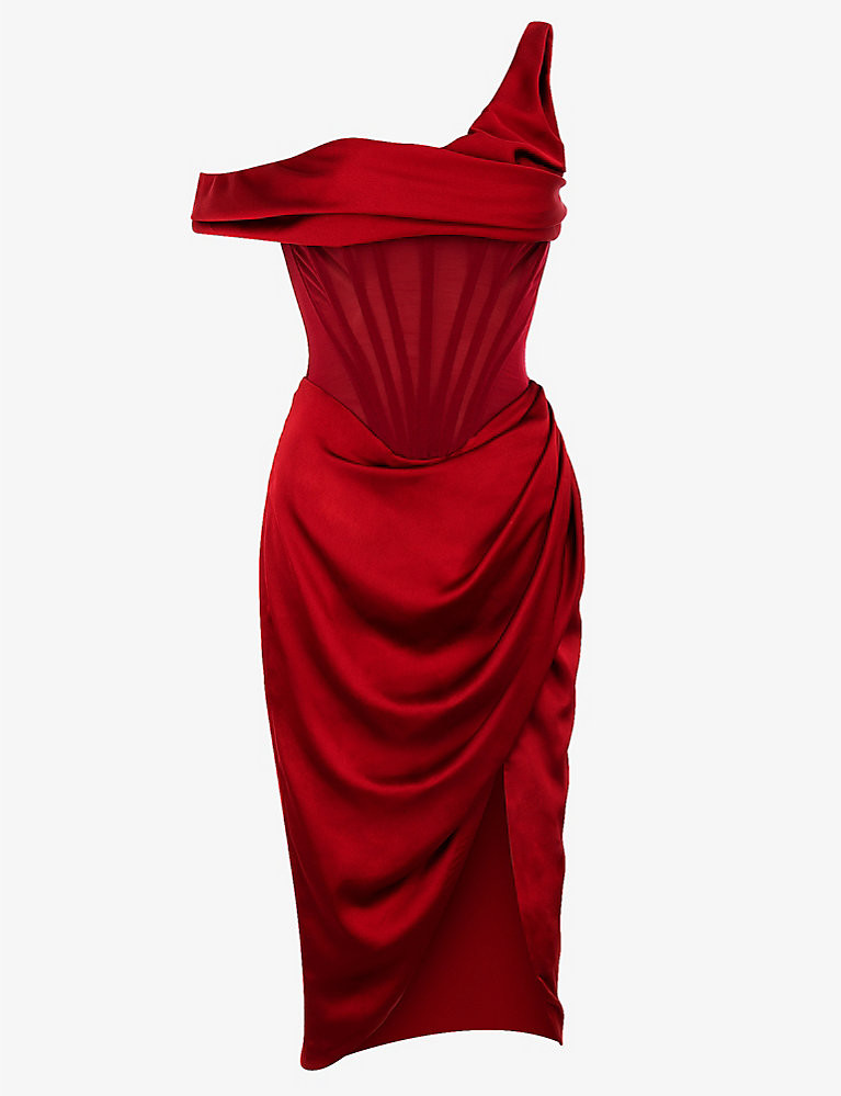 Lulu draped satin midi dress | Selfridges