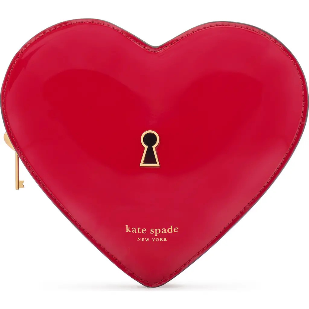 Kate Spade New York key to my heart patent leather crossbody bag in Cherry Rouge at Nordstrom | Nordstrom