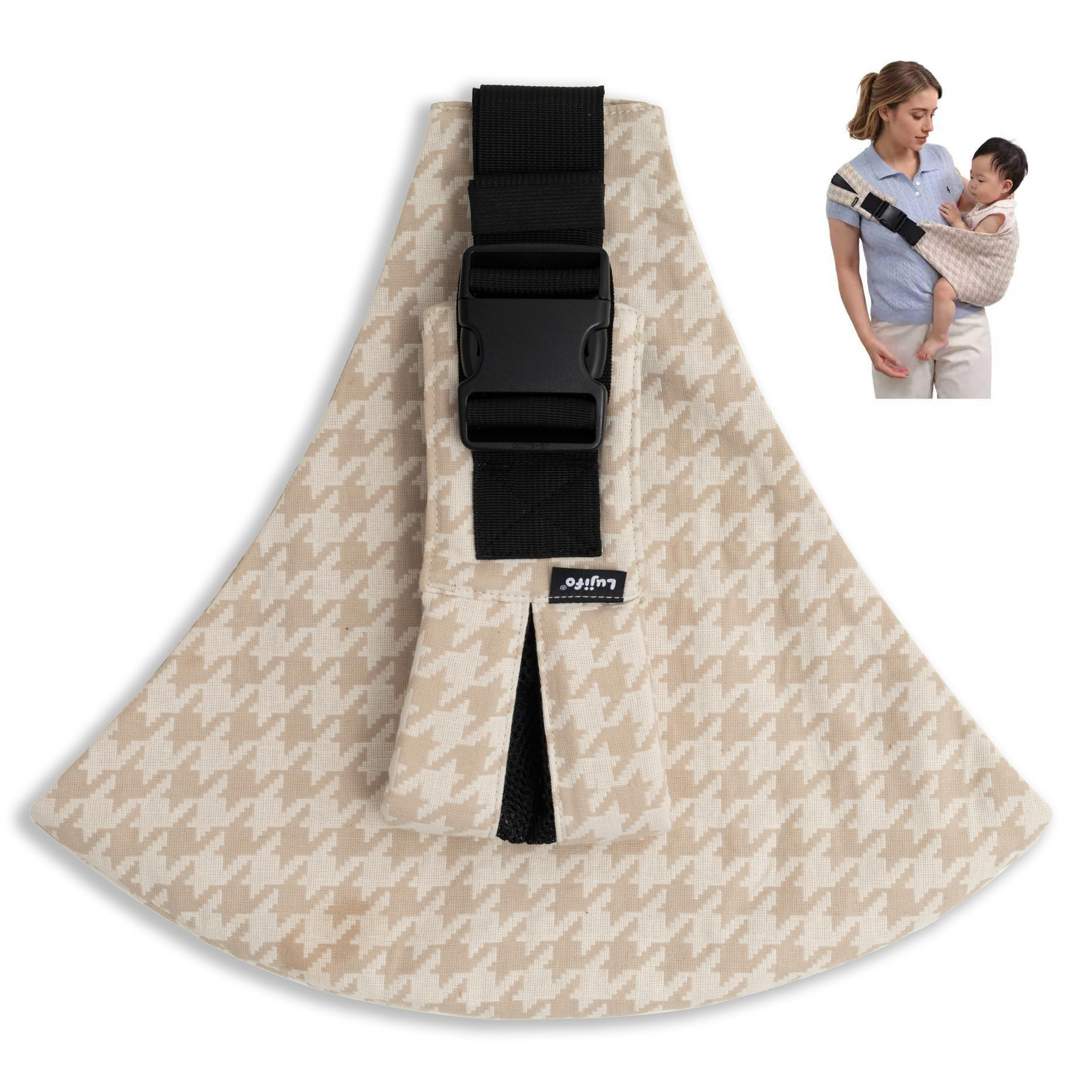 Baby Sling Carrier for Toddler, Houndstooth Baby Carrier Sling, Premium Cotton Linen Adjustable i... | Amazon (US)