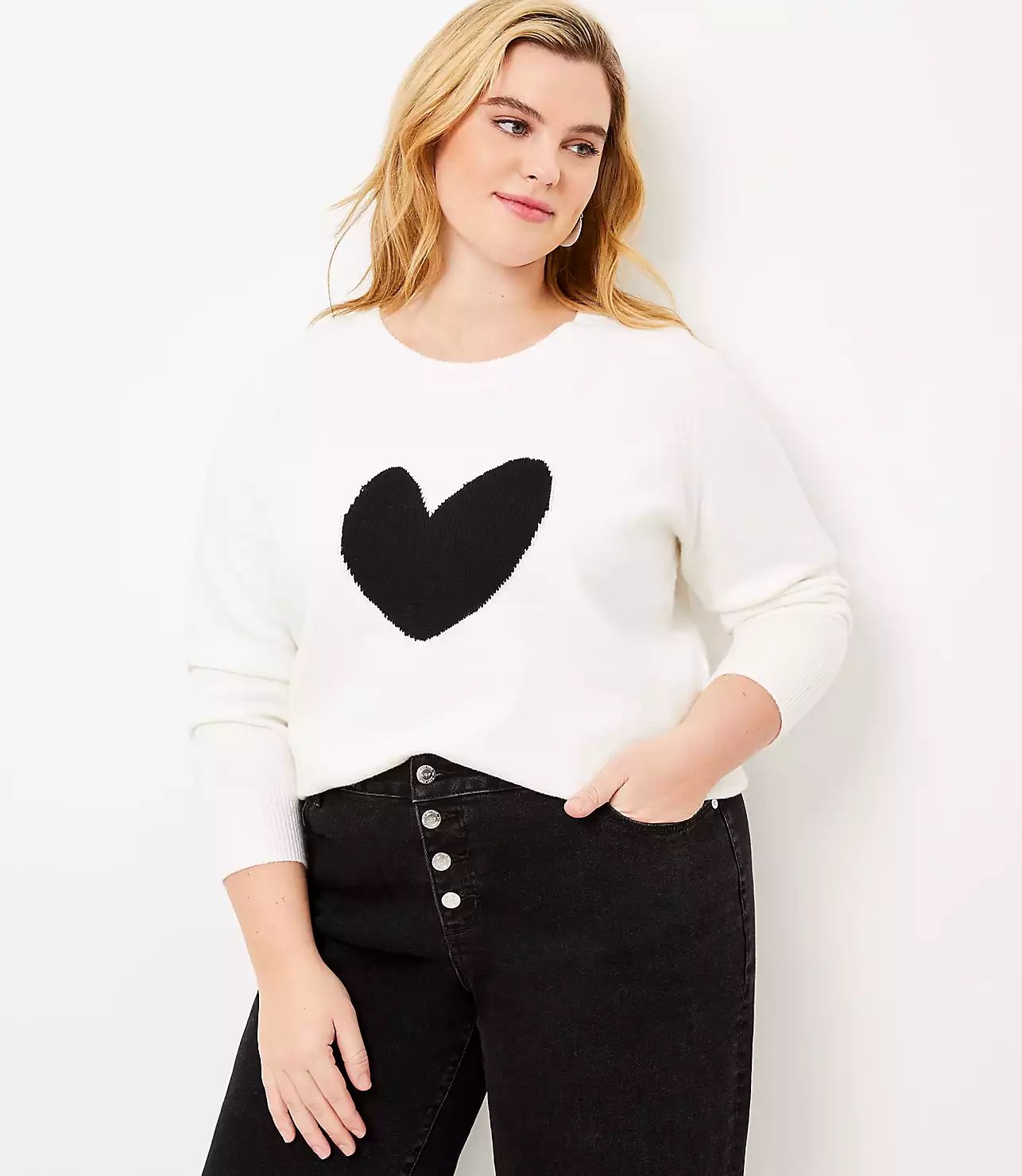 LOFT Plus Heart Sweater | LOFT