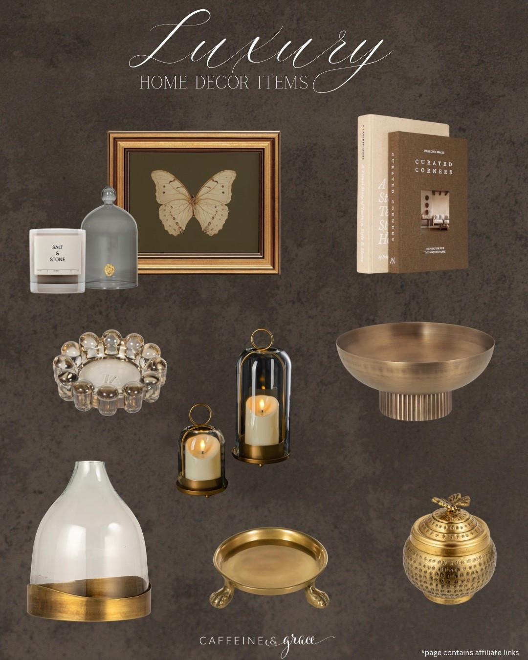 Luxury home decor doesn’t have to come with a luxury price tag ✨ Amazon has so many beautiful finds that instantly make your home feel more elevated and curated. From faux linen storage books and bubble bowls to antique brass cloches and gold glass candle holders, these are the little details that create that cozy designer look without overspending. Layering warm metals, soft textures, candles, and organic decor pieces is the easiest way to make your space feel high-end, inviting, and timeless 🤍

#LTKHome