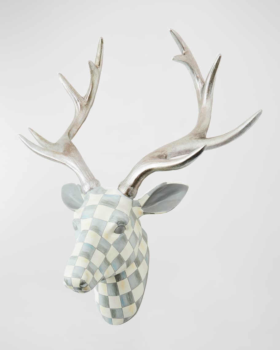 MacKenzie-Childs Sterling Check Small Deer Head Wall Decor | Neiman Marcus