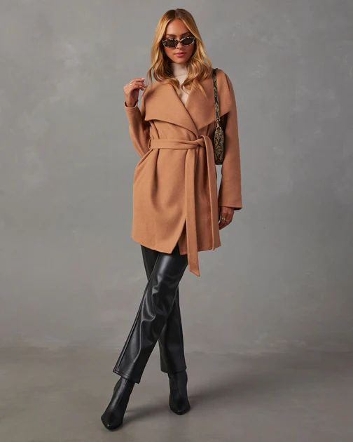 Raigan Belted Wrap Coat - Camel | VICI Collection