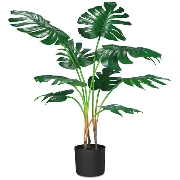 CROSOFMI Artificial Monstera Deliciosa Plant 37" Fake Tropical Palm Tree, Perfect Faux Swiss Chee... | Walmart (US)