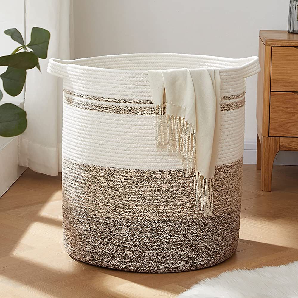 OIAHOMY 80L Laundry Baskets Hamper with Handles,Decorative Basket for Living room,Woven Storage B... | Amazon (US)