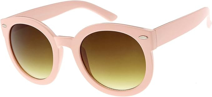 Round Retro Oversized Sunglasses for Women with Colored Mirror and Neutral Lens 53mm | Amazon (US)