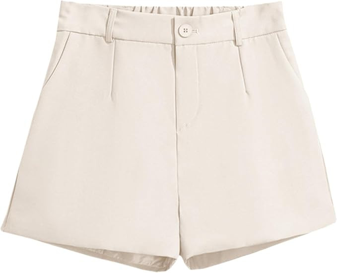 Betusline Women's Shorts Summer Casual Work Pleated Dress Shorts with Back Elastic Waist | Amazon (US)