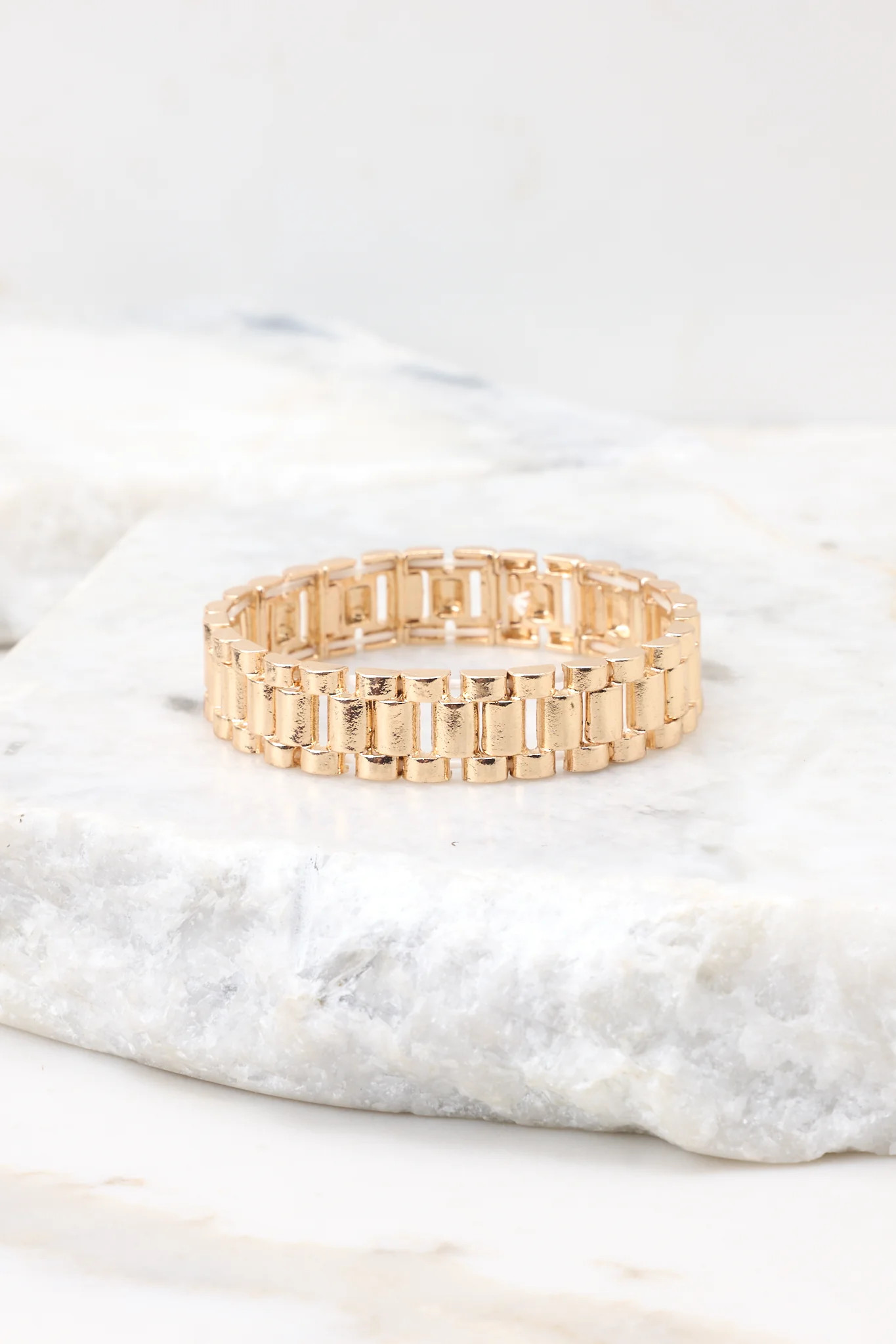 Taking Time Gold Link Bracelet | Red Dress 
