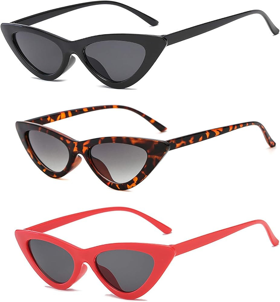 YOSHYA Retro Vintage Narrow Cat Eye Sunglasses for Women Clout Goggles Plastic Frame | Amazon (US)