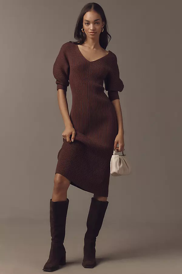 Scoop-Neck Knit Midi Dress | Anthropologie (US)