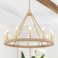 Loene 12 - Light Dimmable Kitchen Island Wagon Wheel Chandelier | Wayfair North America
