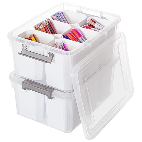 Citylife 17 QT Plastic Storage Bins Clear Storage Box with Lids Multipurpose Stackable Storage Containers for Organizing Tool, Craft, Crayon, 2 Packs | Amazon (US)