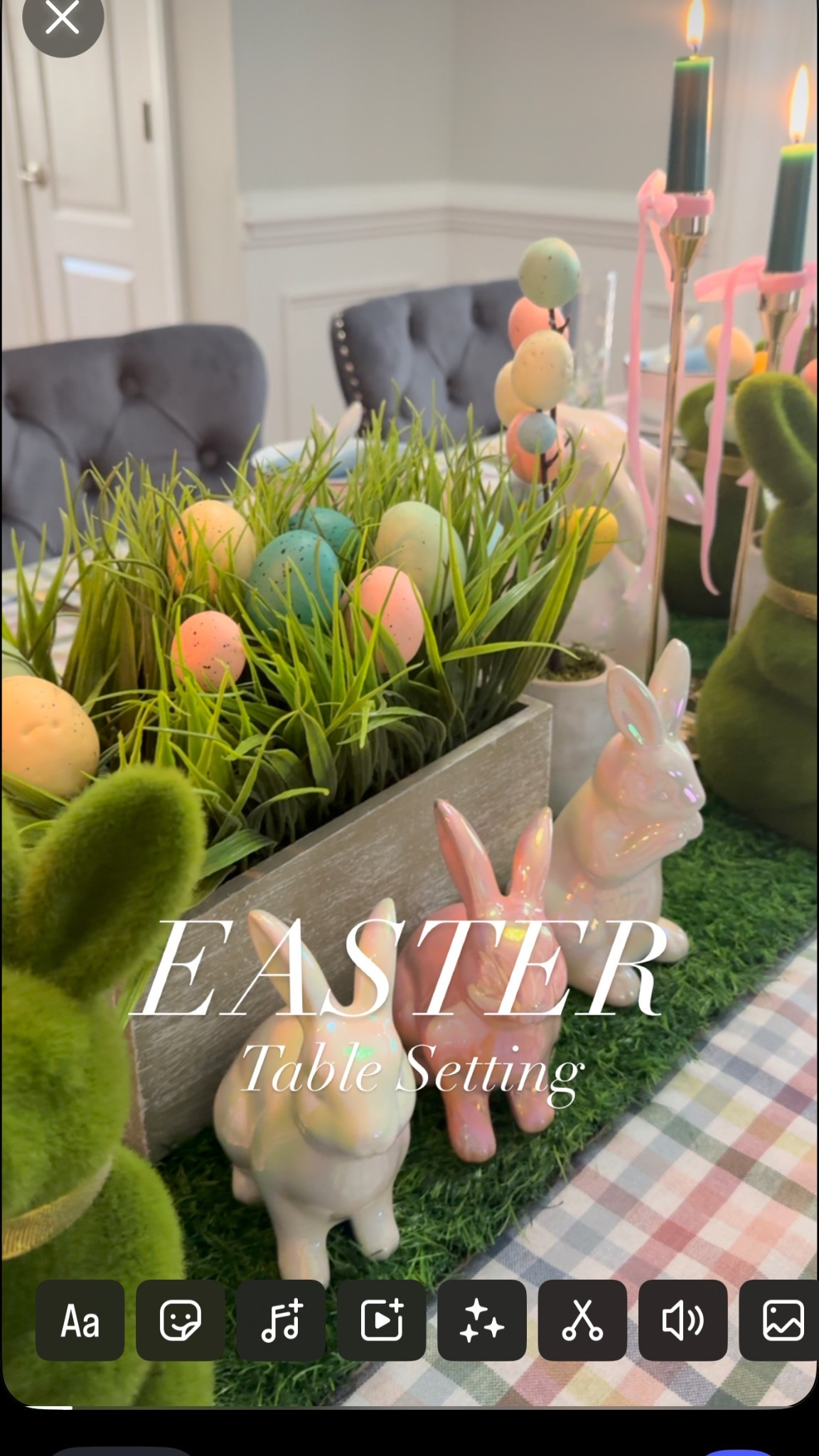 Easter. Holiday. Table setting. Tablescape. Dinnerware. Champagne glasses. Silverware. Tablecloth. Napkins. Napkin rings. Candlestick holders. Table runner. Spring. Easter Sunday. Bunnies. Easter decor. Table top. Hosting. Dinner party. Brunch. 

#LTKHome #LTKParties #LTKSeasonal