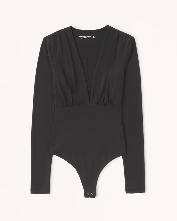 Women's Long-Sleeve Slinky V-Neck Bodysuit | Women's Tops | Abercrombie.com | Abercrombie & Fitch (US)