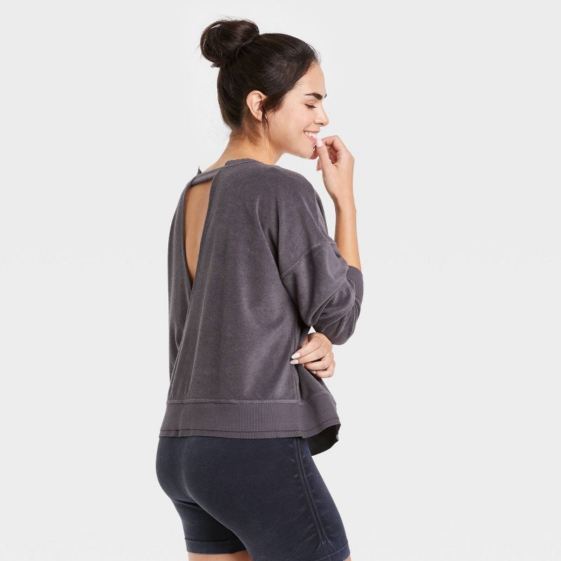 Women's Terry Cloth Open Back Pullover Sweatshirt - JoyLab™ | Target