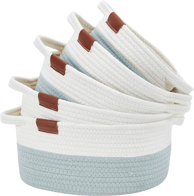 DECOMOMO Cotton Rope Baskets Woven Foldable Storage Bin with Handles | Great for Nursery/Toys/Sta... | Amazon (US)