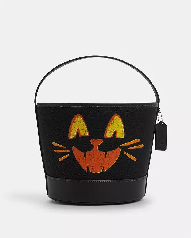 Trick Or Treat Bucket With Halloween Cat In Regenerative Cotton | Coach Outlet US