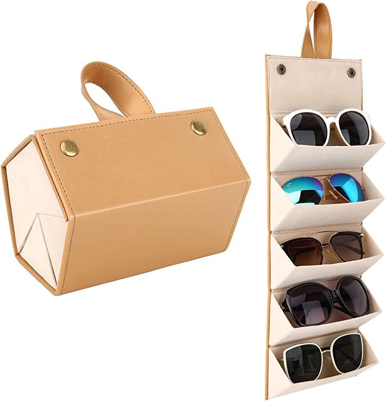 MoKo Sunglasses Organizer with 5 Slots, Travel Glasses Case Storage Portable Sunglasses Storage C... | Amazon (US)