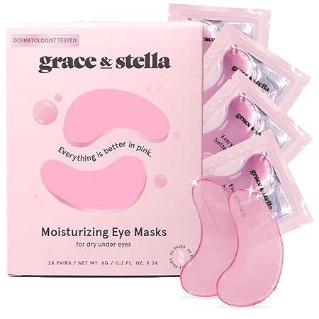 grace & stella Award Winning Under Eye Mask (Pink, 24 Pairs) Reduce Dark Circles, Puffy Eyes, Und... | Amazon (US)