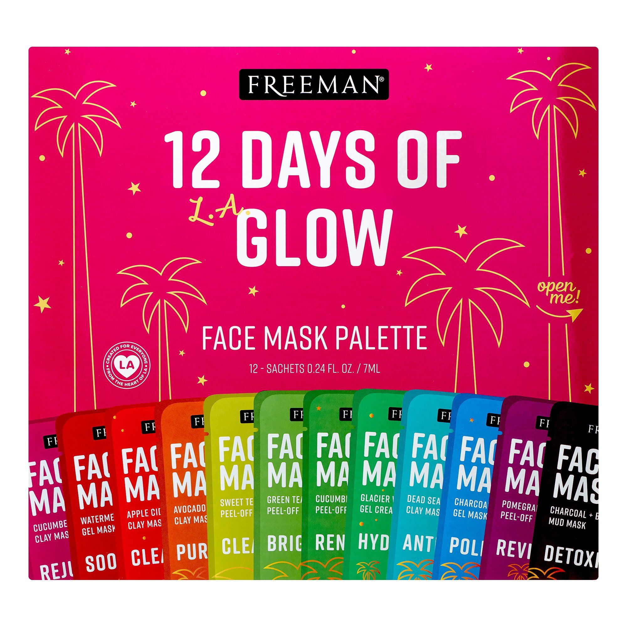 ($15 Value) Freeman 12 Days of Glow Holiday Hydrating Facial Mask Gift Set, 12 Pieces | Walmart (US)