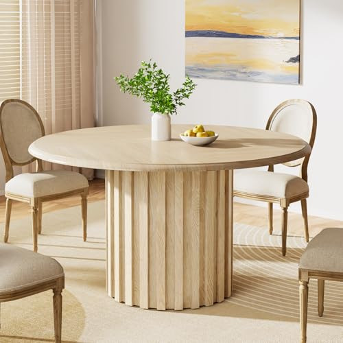 Tribesigns 47.24" Round Dining Table for 4, Modern Small Dinner Table with Metal Base for Kitchen, Living Room (Chairs Not Included) | Amazon (US)